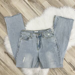 avec les filles High Rise Light Was Distressed Flare Jeans 27